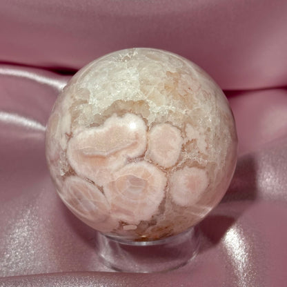 Pink amethyst flower agate sphere *imperfect (C)