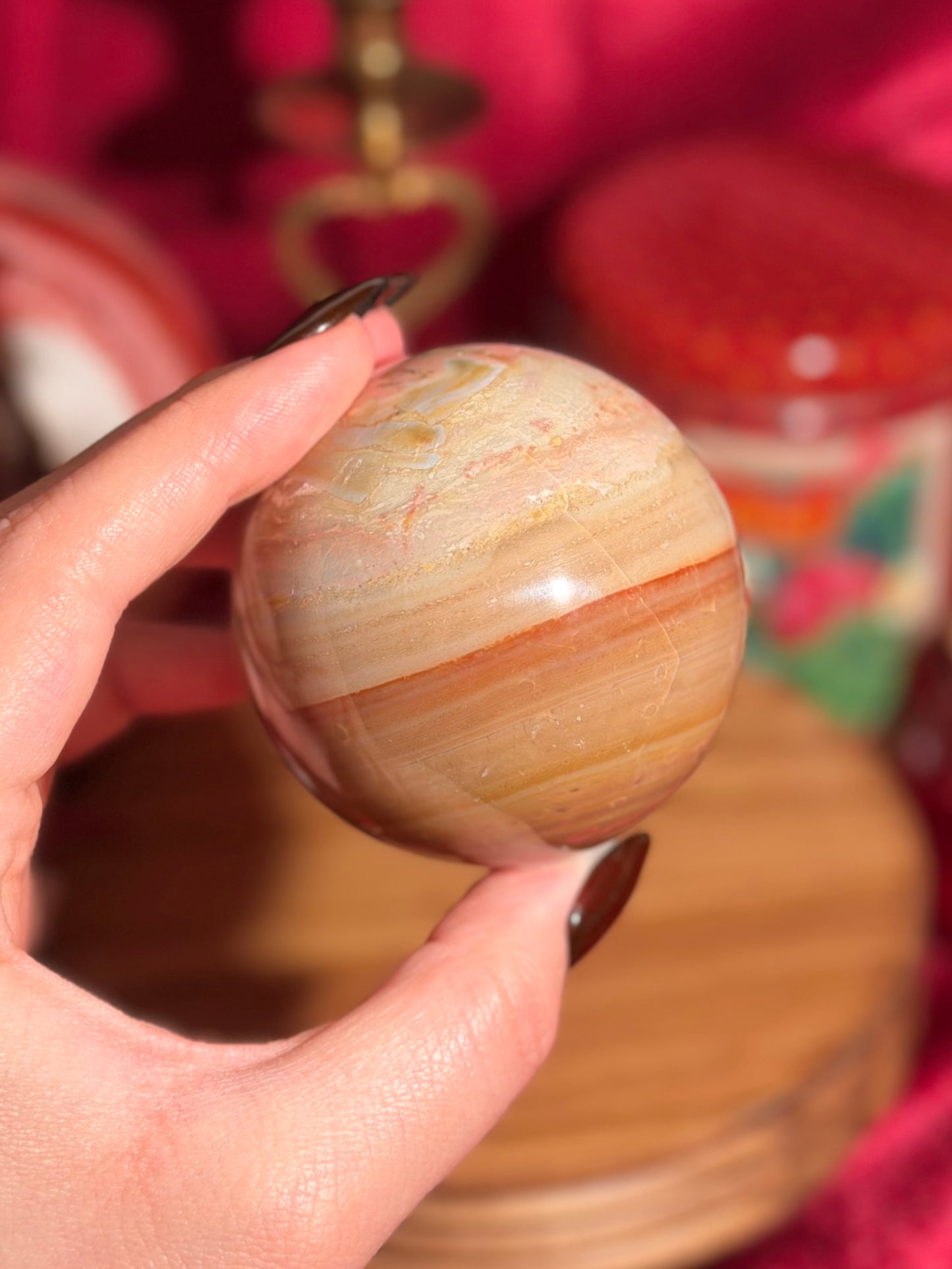 Warm toned polychrome jasper sphere