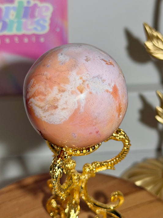 Pink carnelian sphere from Indonesia (38A)