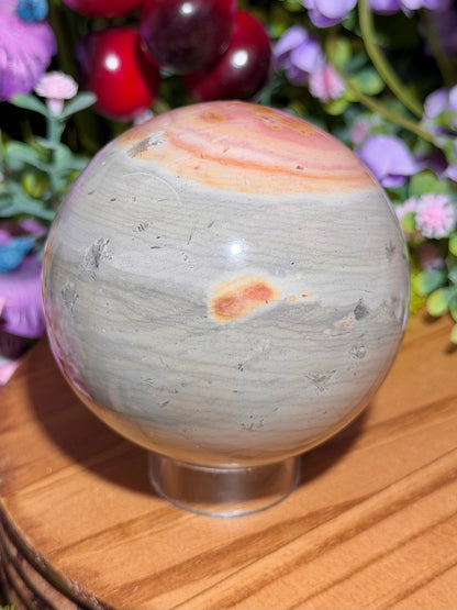 "Baby chicken" zebra jasper sphere