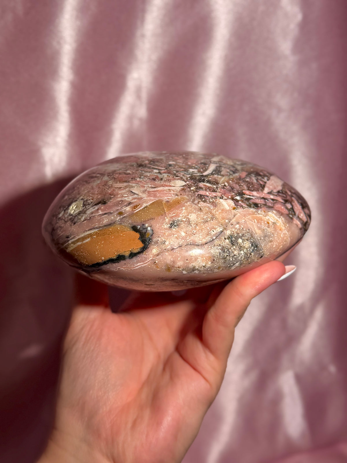 Peruvian Pink Opal "UFO" Oversized Palmstone