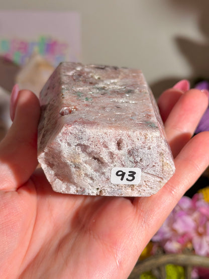 Fairy green jasper mixed with pink amethyst tower from Brazil
