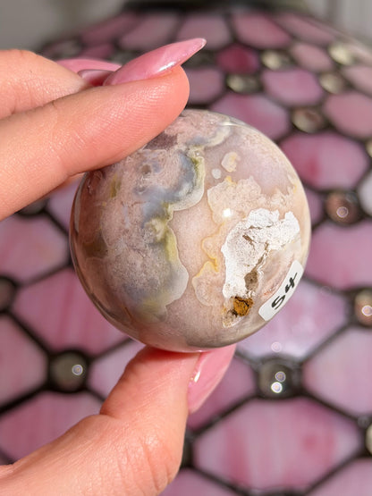 Pink amethyst x flower agate sphere