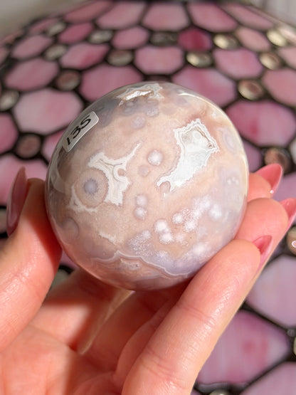 Flower agate x pink amethyst egg