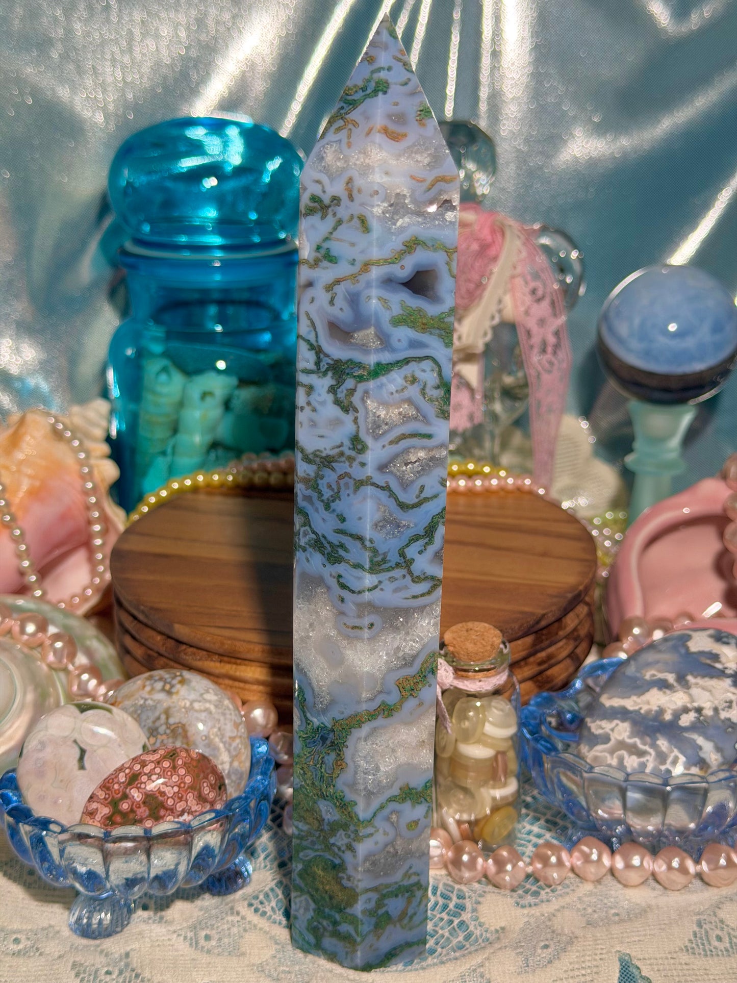 Moss agate tower
