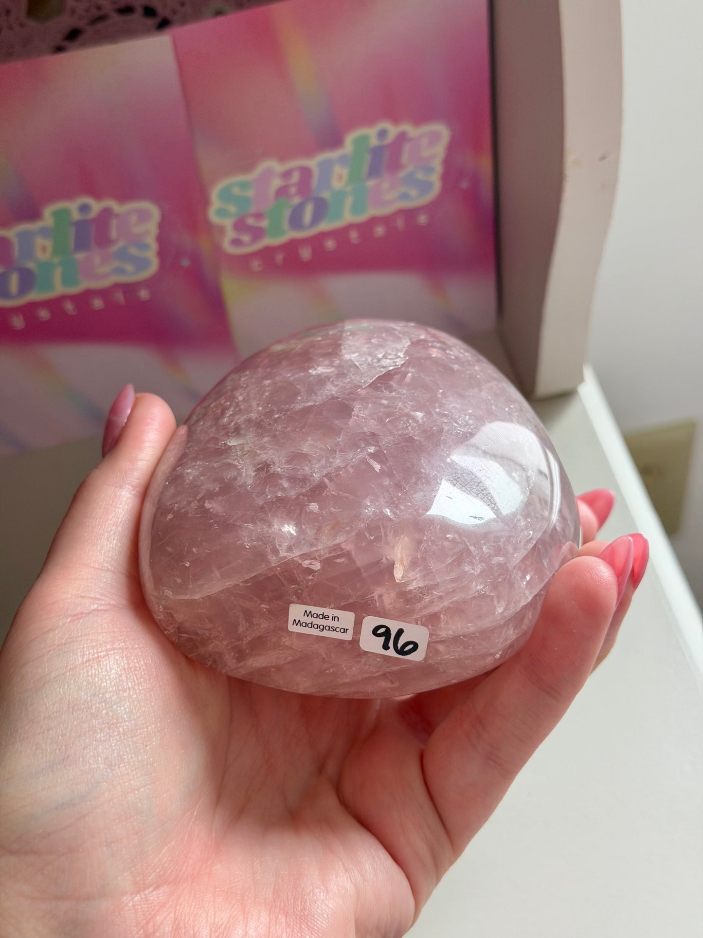 Rainbow filled purple-toned star rose quartz freeform