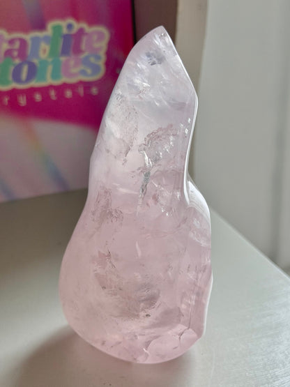Gemmy star rose quartz flame