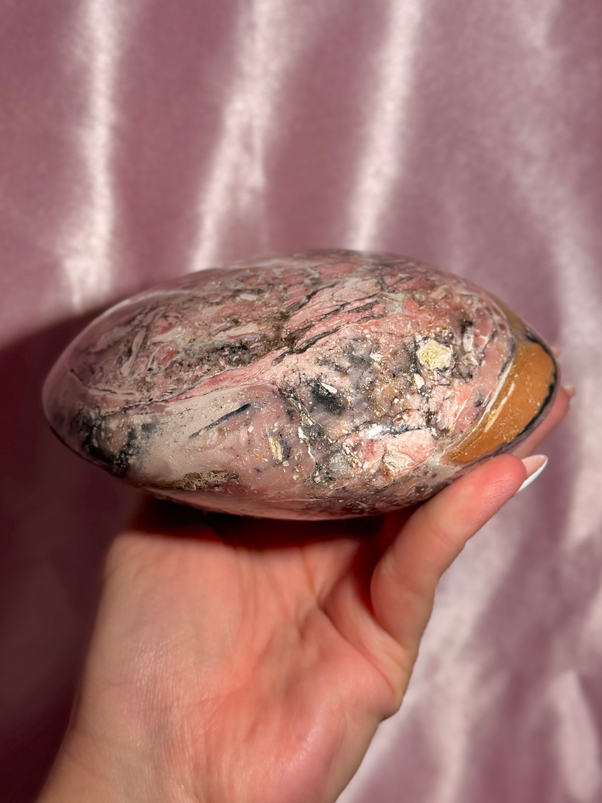 Peruvian Pink Opal "UFO" Oversized Palmstone