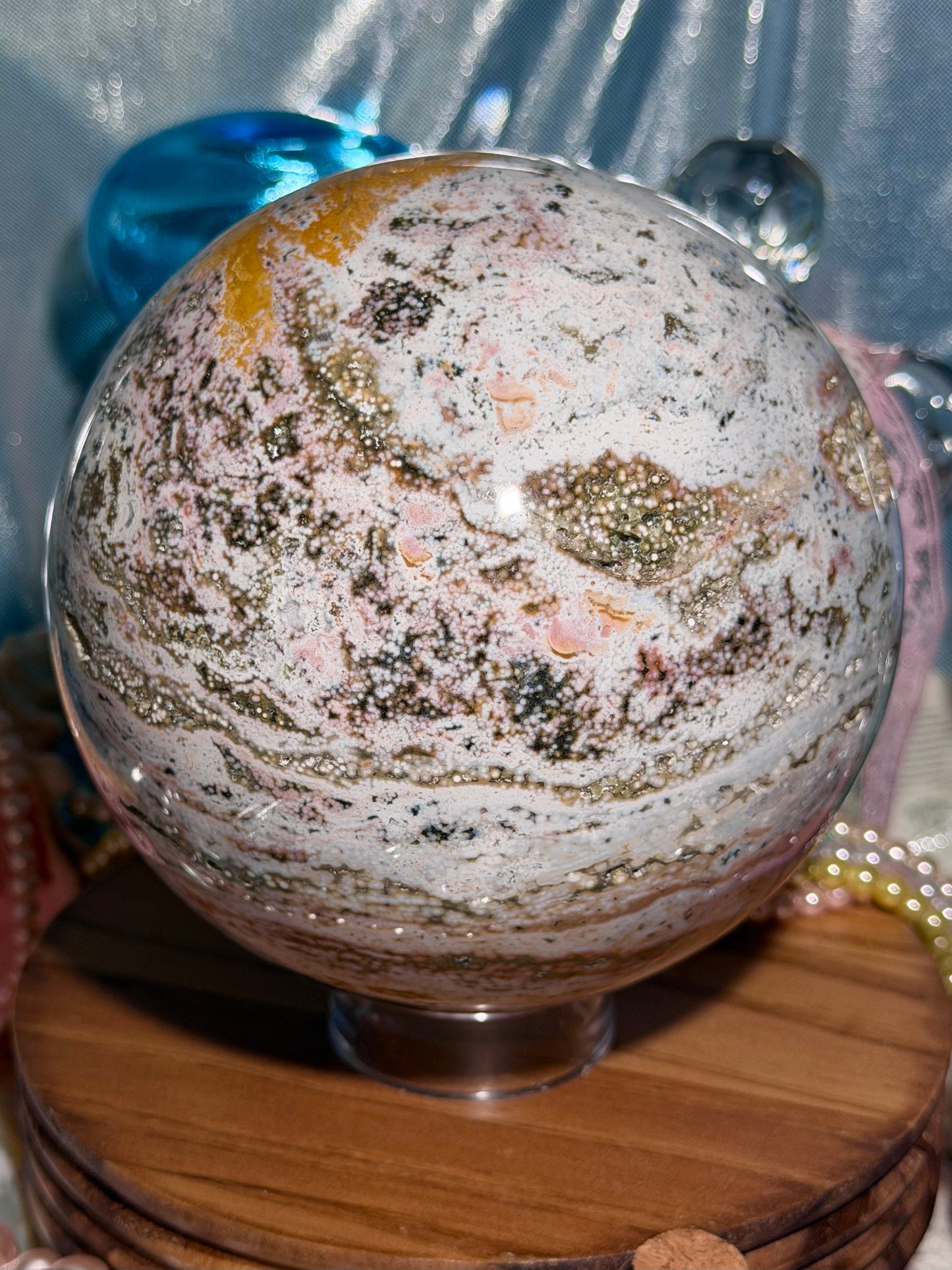 Statement Pastel Rainbow orbicular Veinless Ocean Jasper™ sphere from Madagascar - 5lbs, 2.2kg