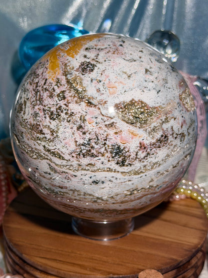 Statement Pastel Rainbow orbicular Veinless Ocean Jasper™ sphere from Madagascar - 5lbs, 2.2kg