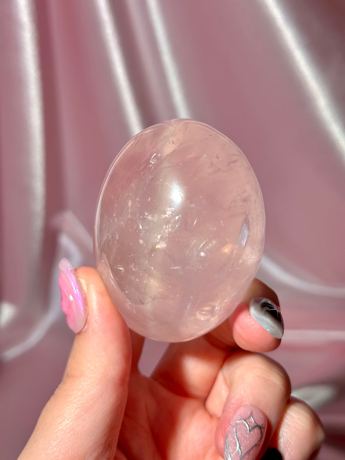 Gemmy star rose quartz palmstone (B)
