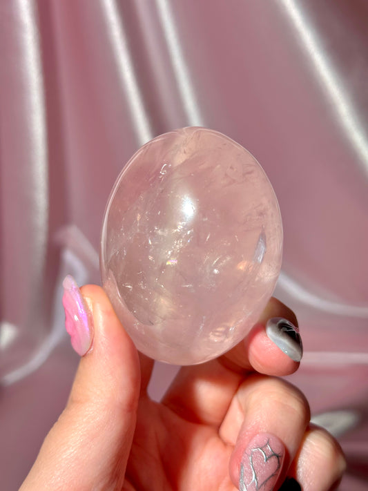 Gemmy star rose quartz palmstone (B)