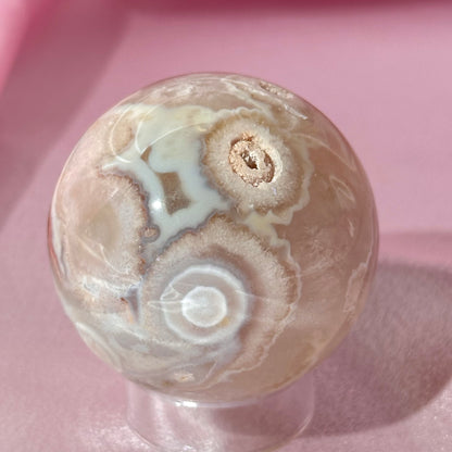 Pink amethyst flower agate sphere (O)