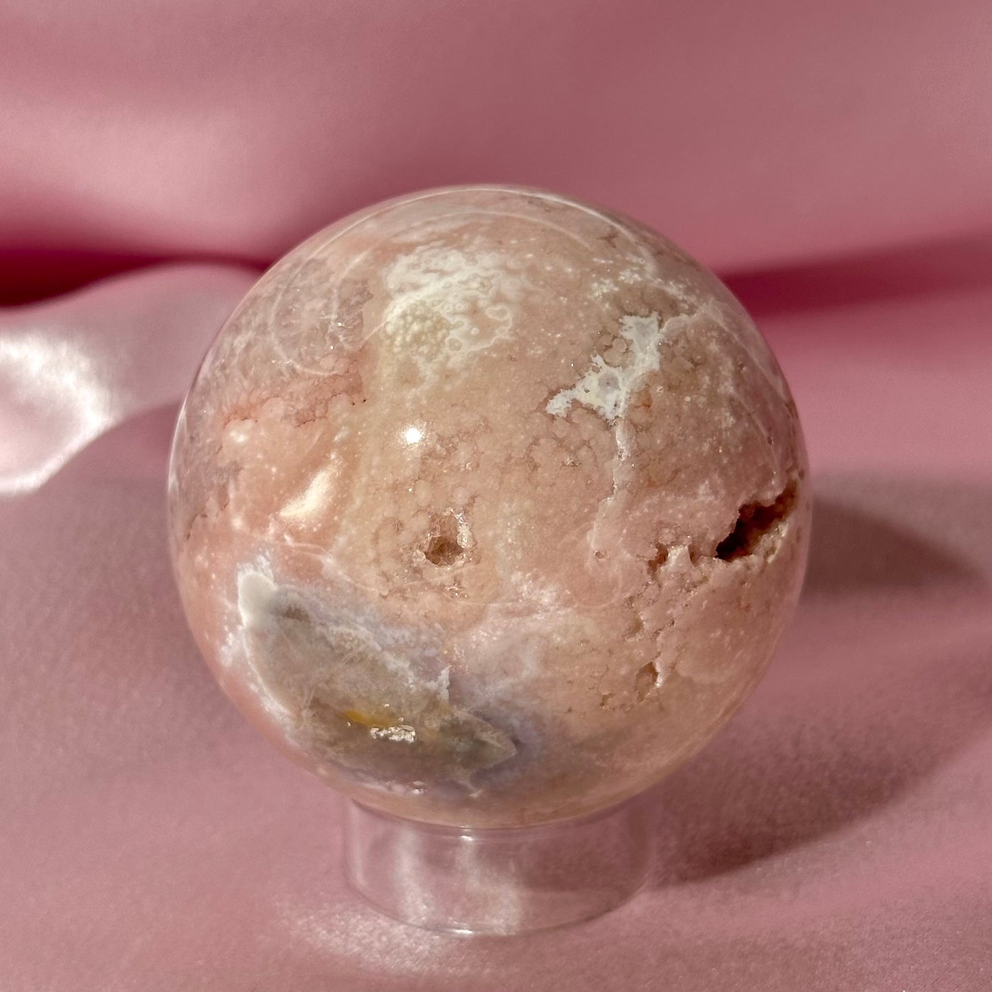 Pink amethyst flower agate sphere *imperfect (H)