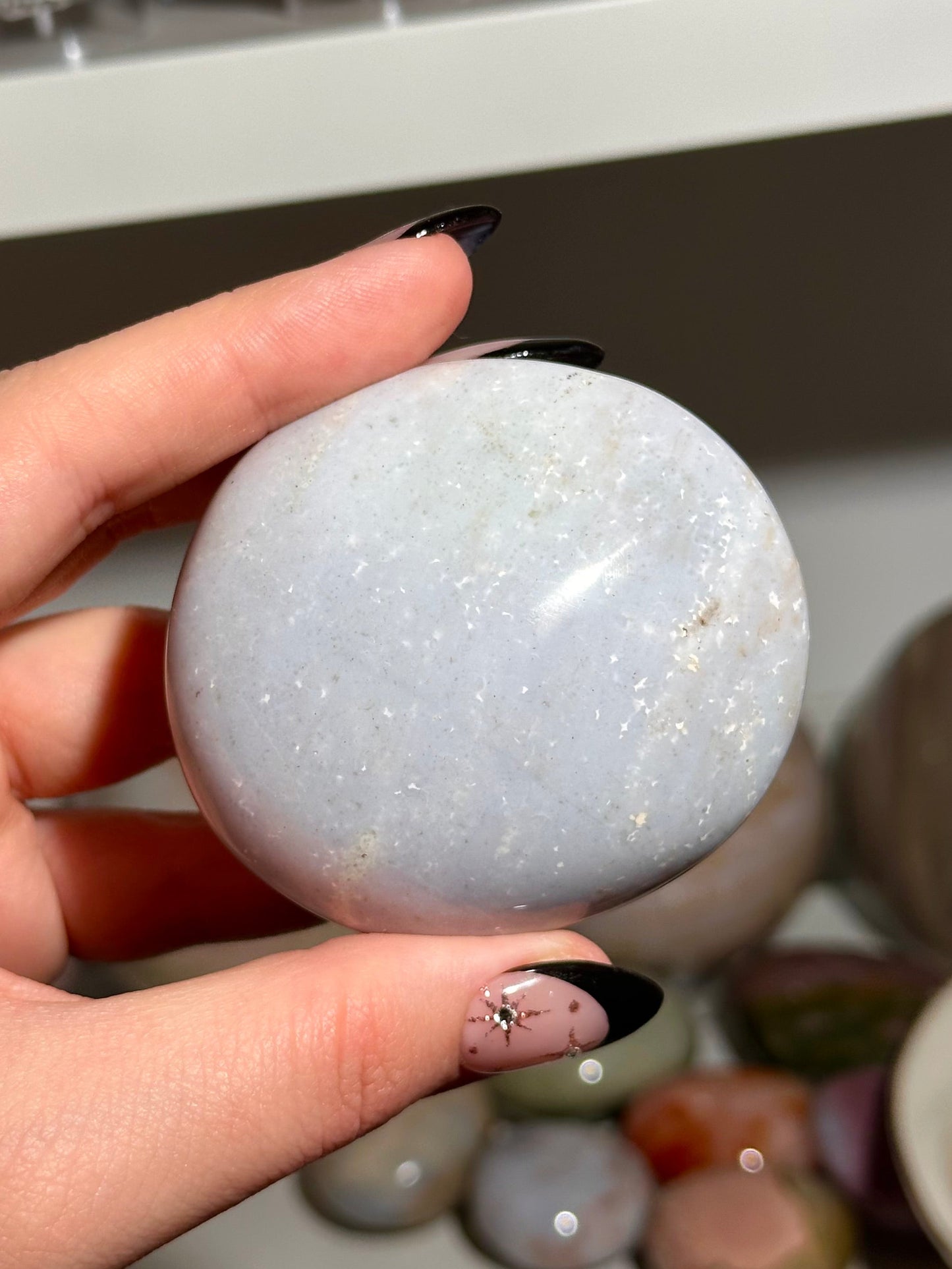 Pastel blue sea jasper palmstone