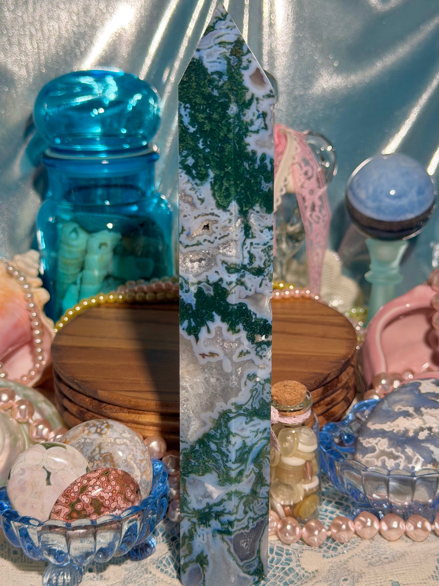 Moss agate tower
