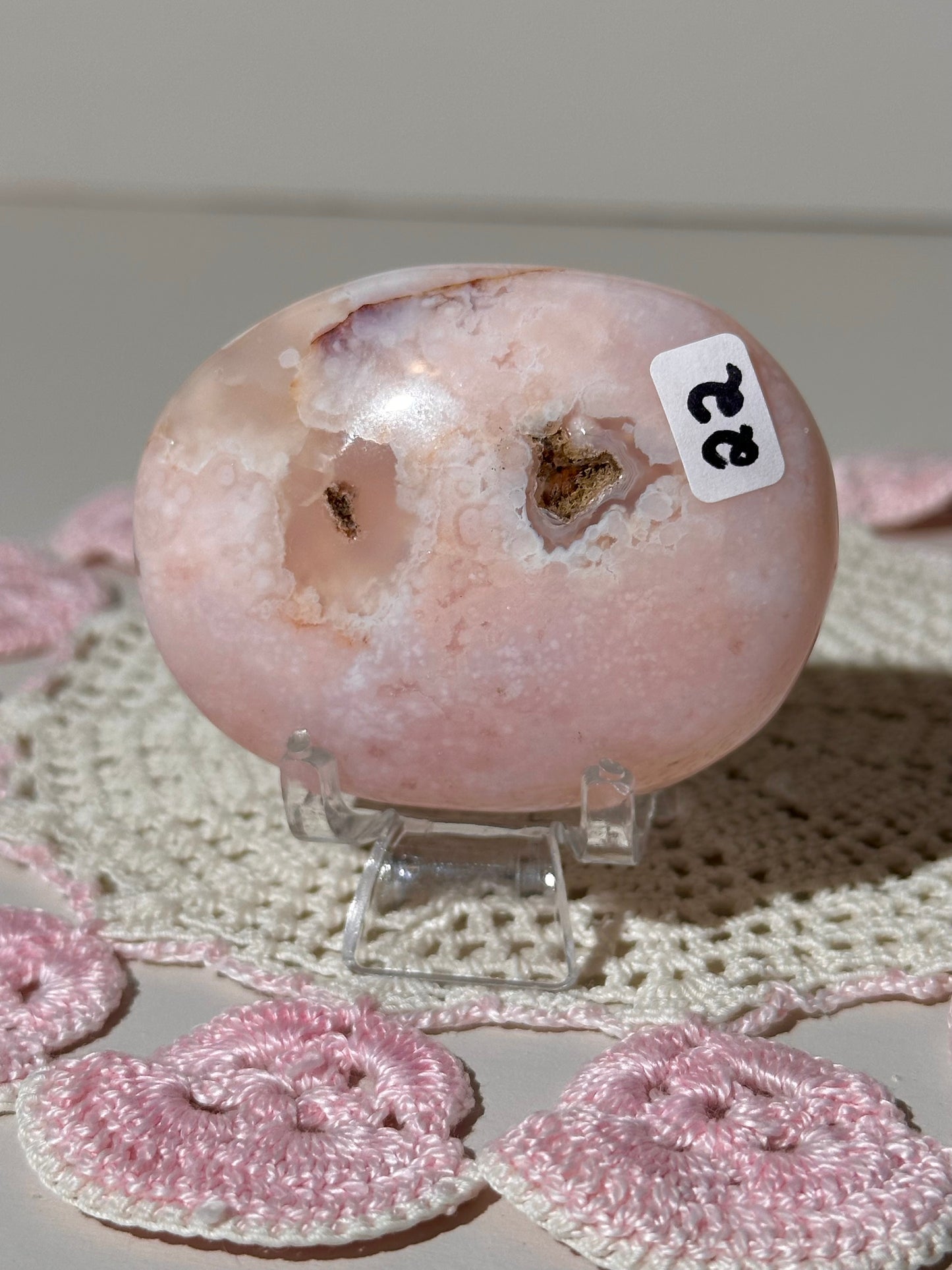 Carnelian x flower agate palmstone