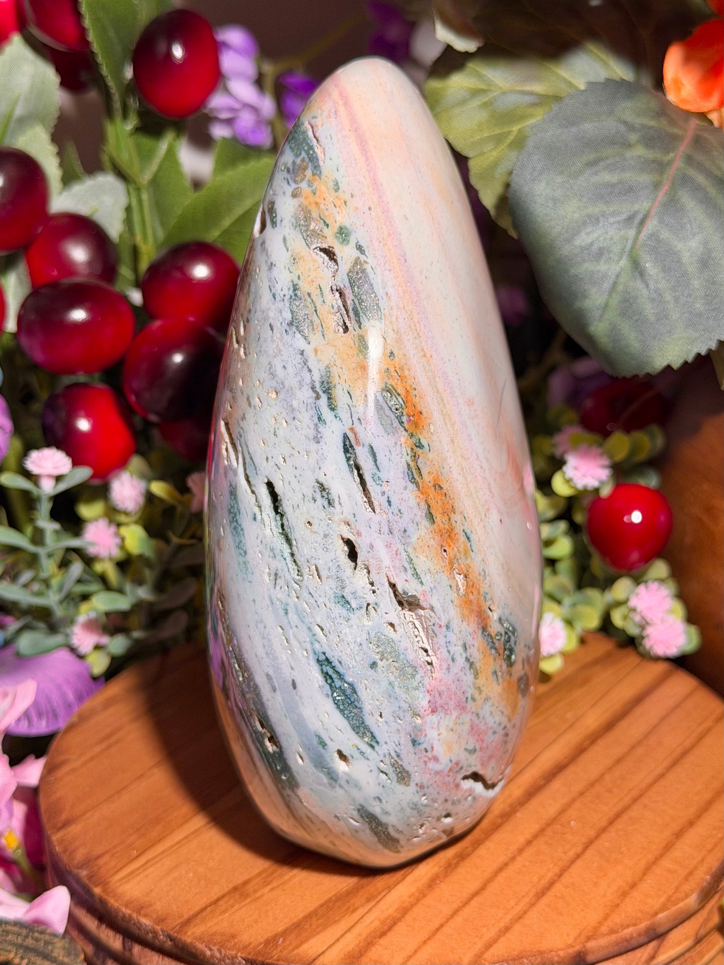 Large pastel rainbow sea jasper freeform