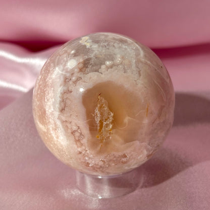 Pink amethyst flower agate sphere *imperfect (H)