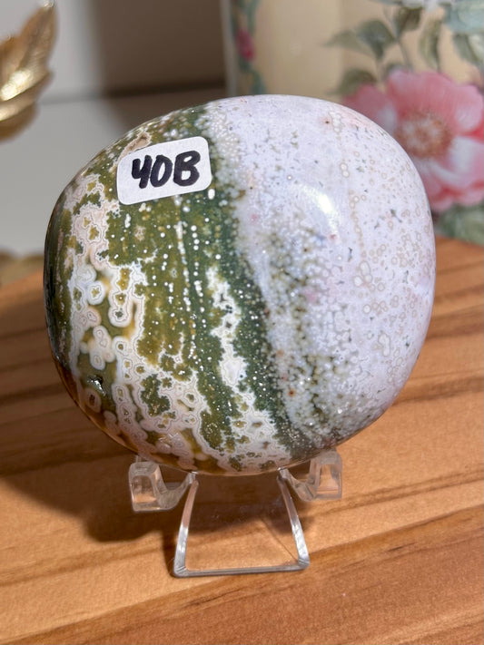 Fairy pink & green Ocean jasper palmstone 40B