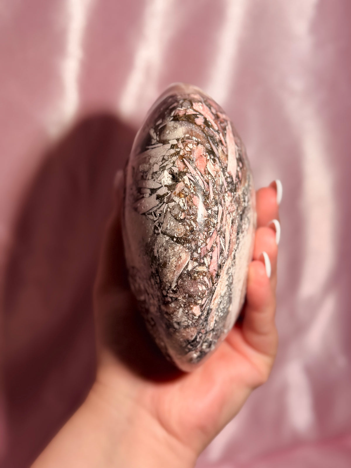 Peruvian Pink Opal "UFO" Oversized Palmstone