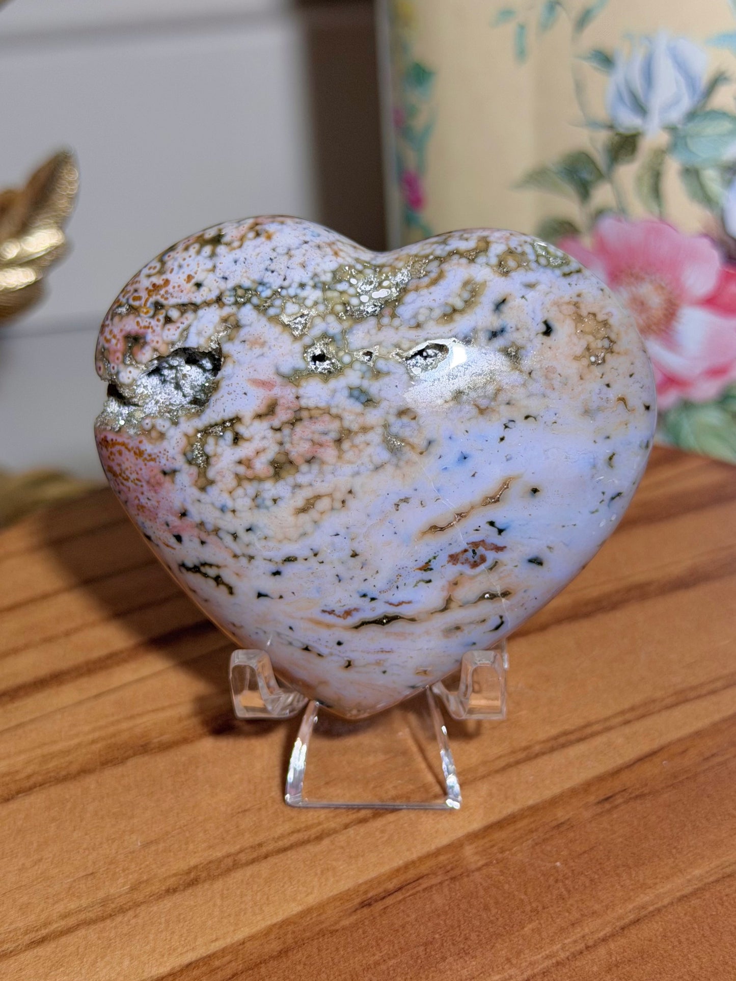 Pastel veinless Ocean Jasper heart