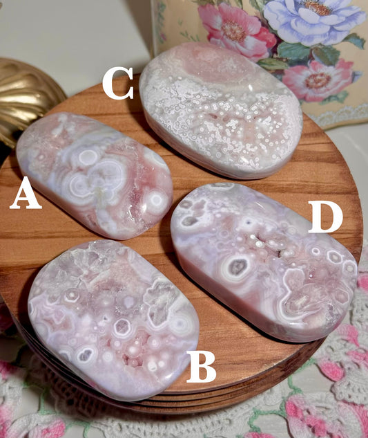 YOU PICK - Large Pastel pink amethyst x flower agate palmstones