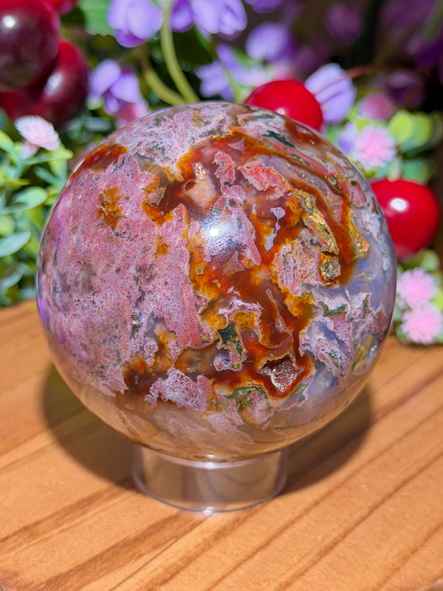 Pink cosmic sea jasper sphere