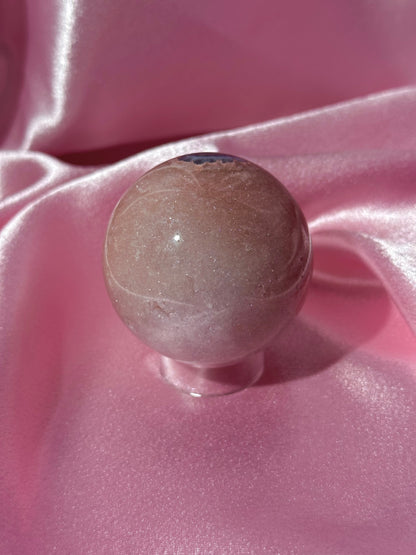 Pink n' sparkly Brazilian pink amethyst x flower agate "eyeball" sphere (140B)