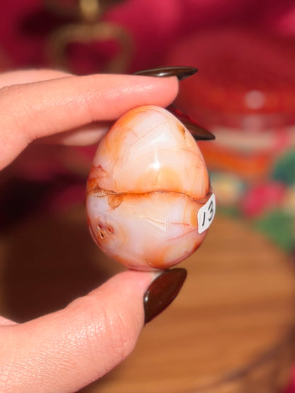 Pastel cool toned carnelian egg with funky banding