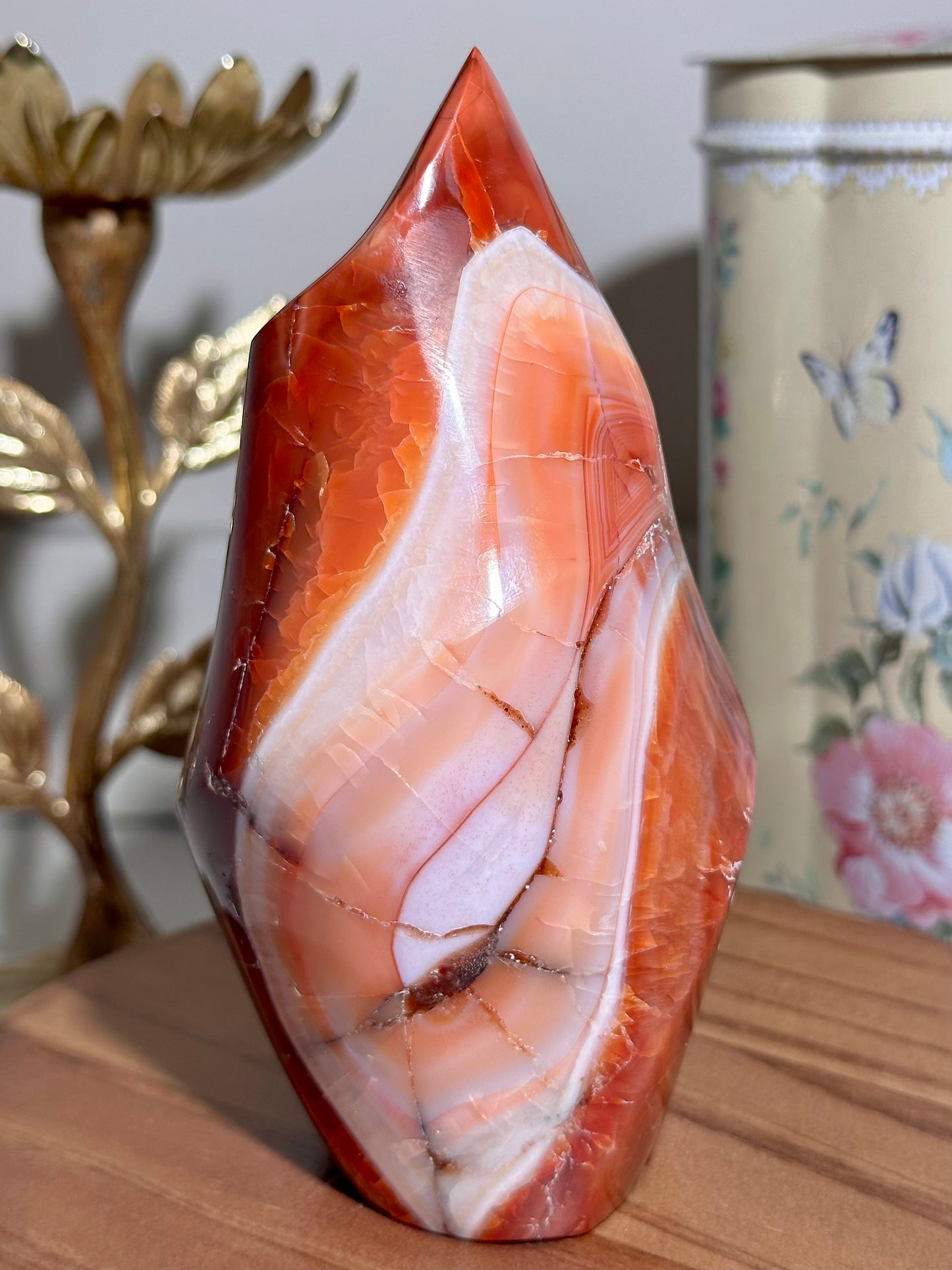 Pink swirl carnelian flame *imperfect tip