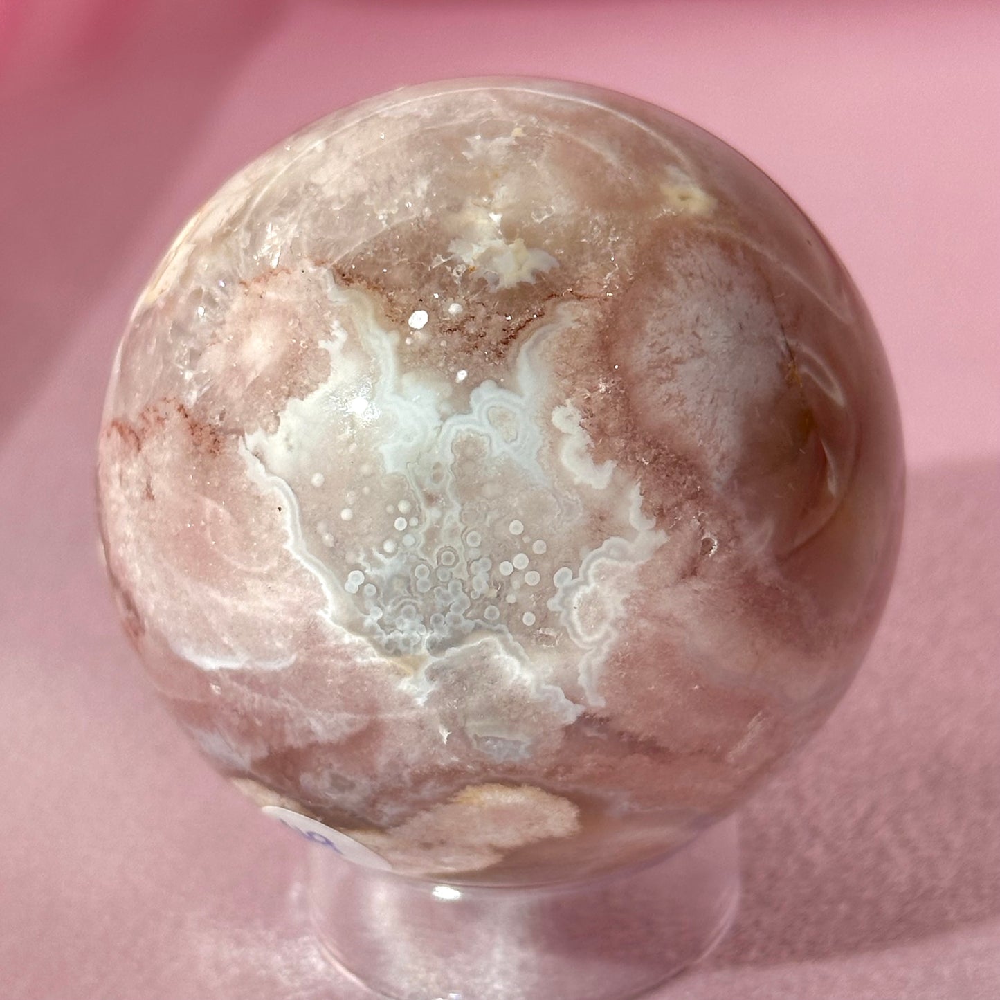 Pink amethyst flower agate sphere (K)