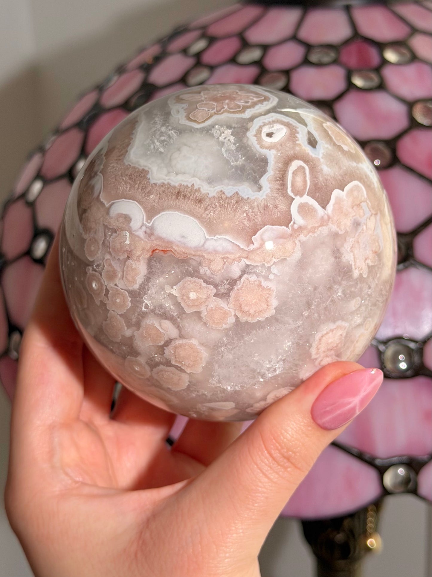 Statement Pink amethyst x flower agate sphere