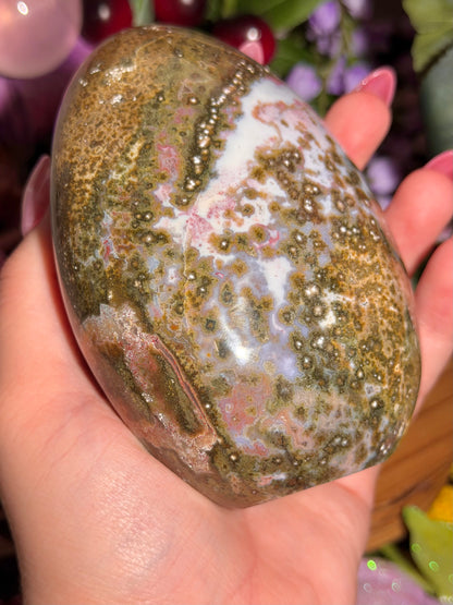 Pink & green sea jasper freeform