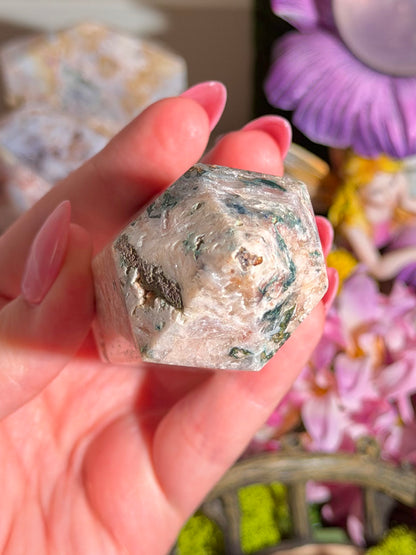 Fairy green jasper mixed with pink amethyst tower from Brazil