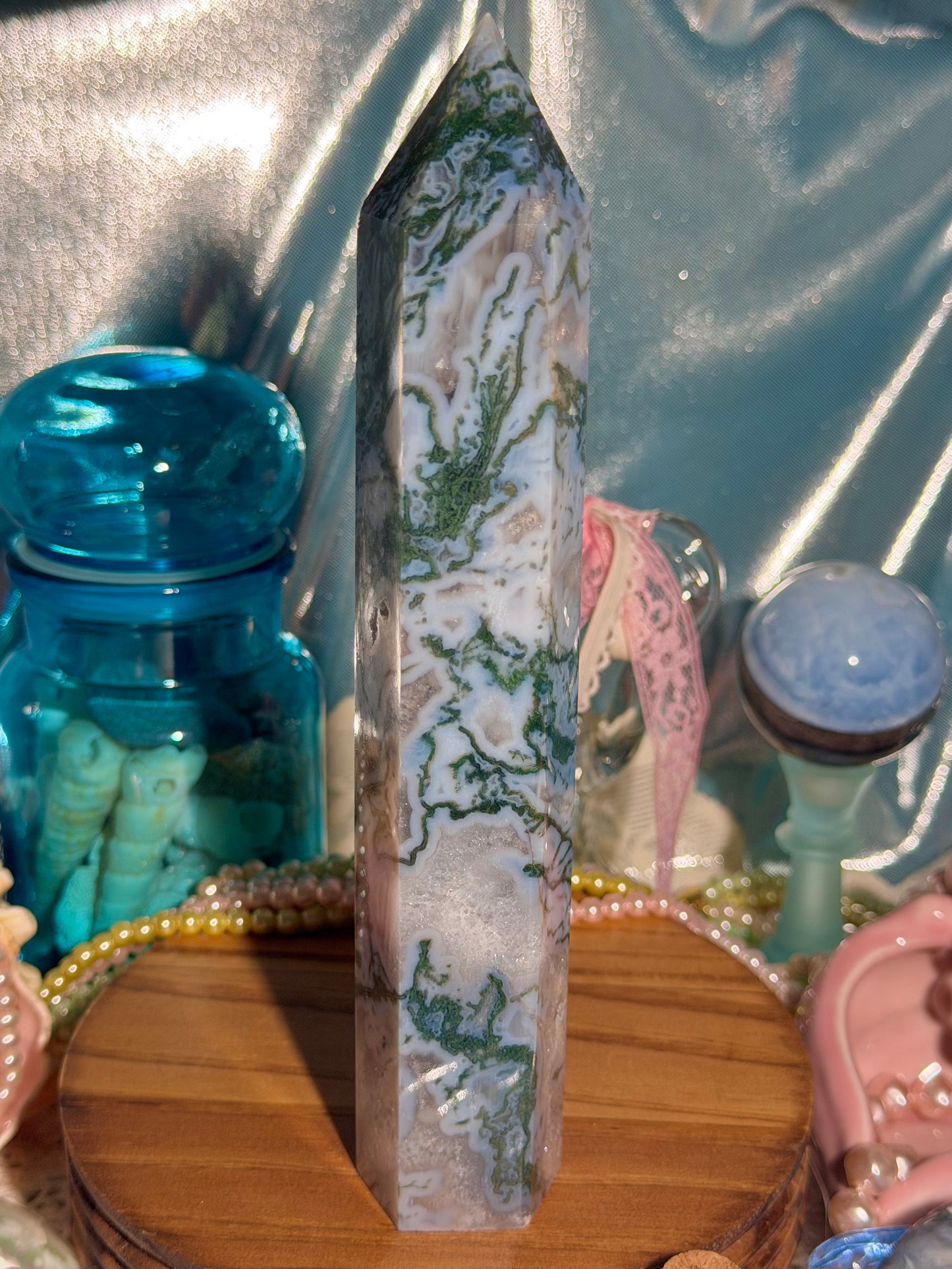 Moss agate tower