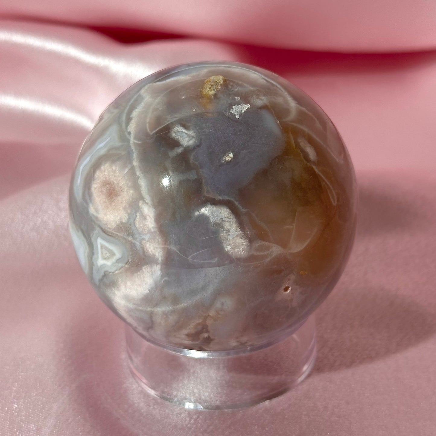 Pink amethyst flower agate sphere (F)