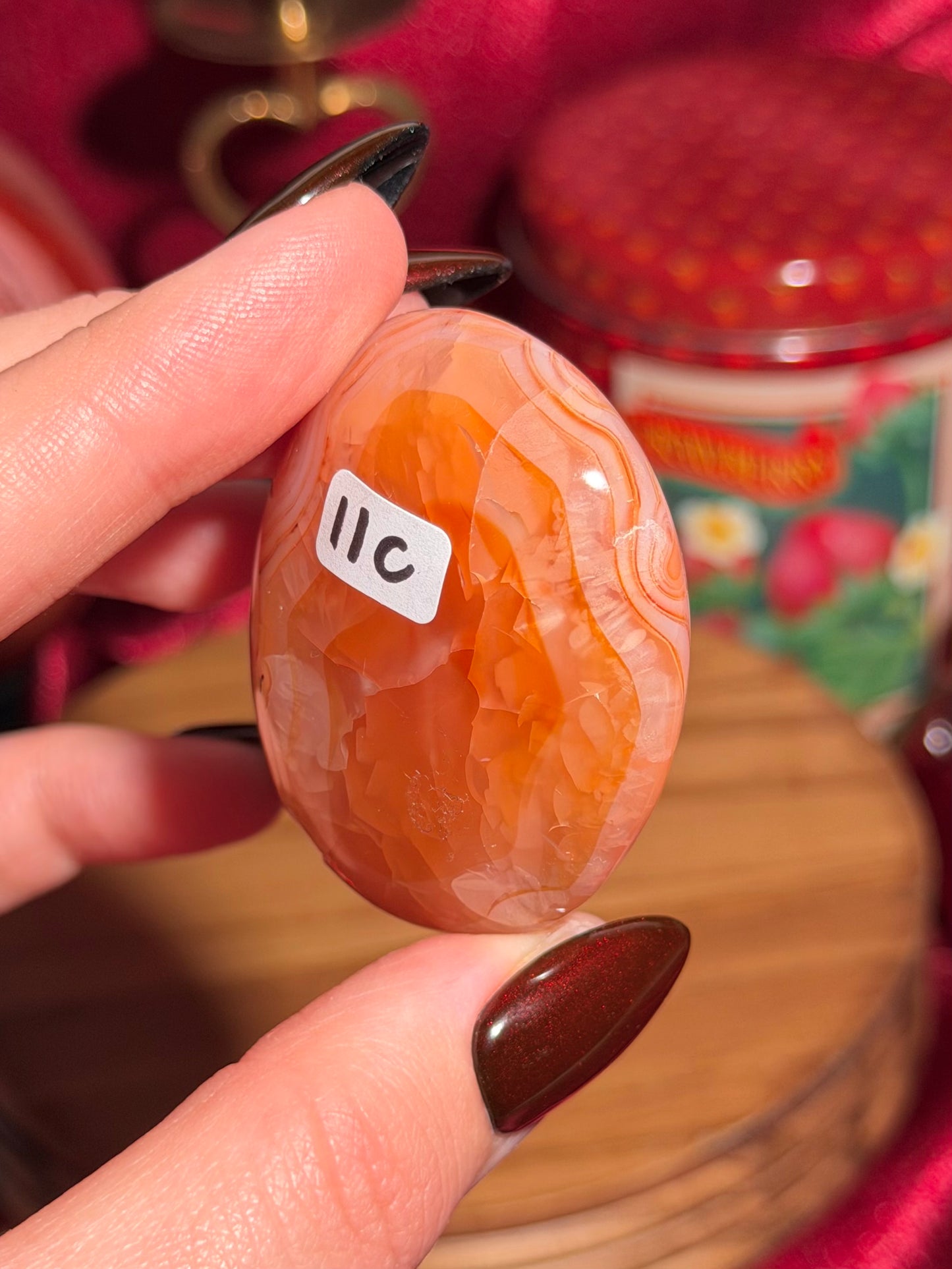 Pink carnelian palmstone 11C