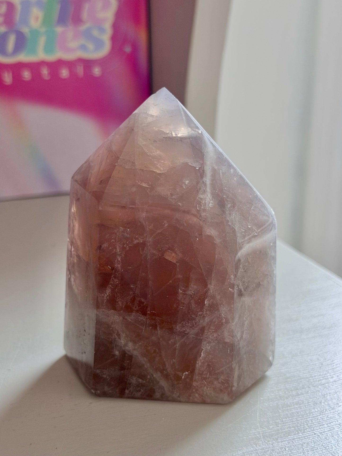 Shimmery blue rose quartz tower