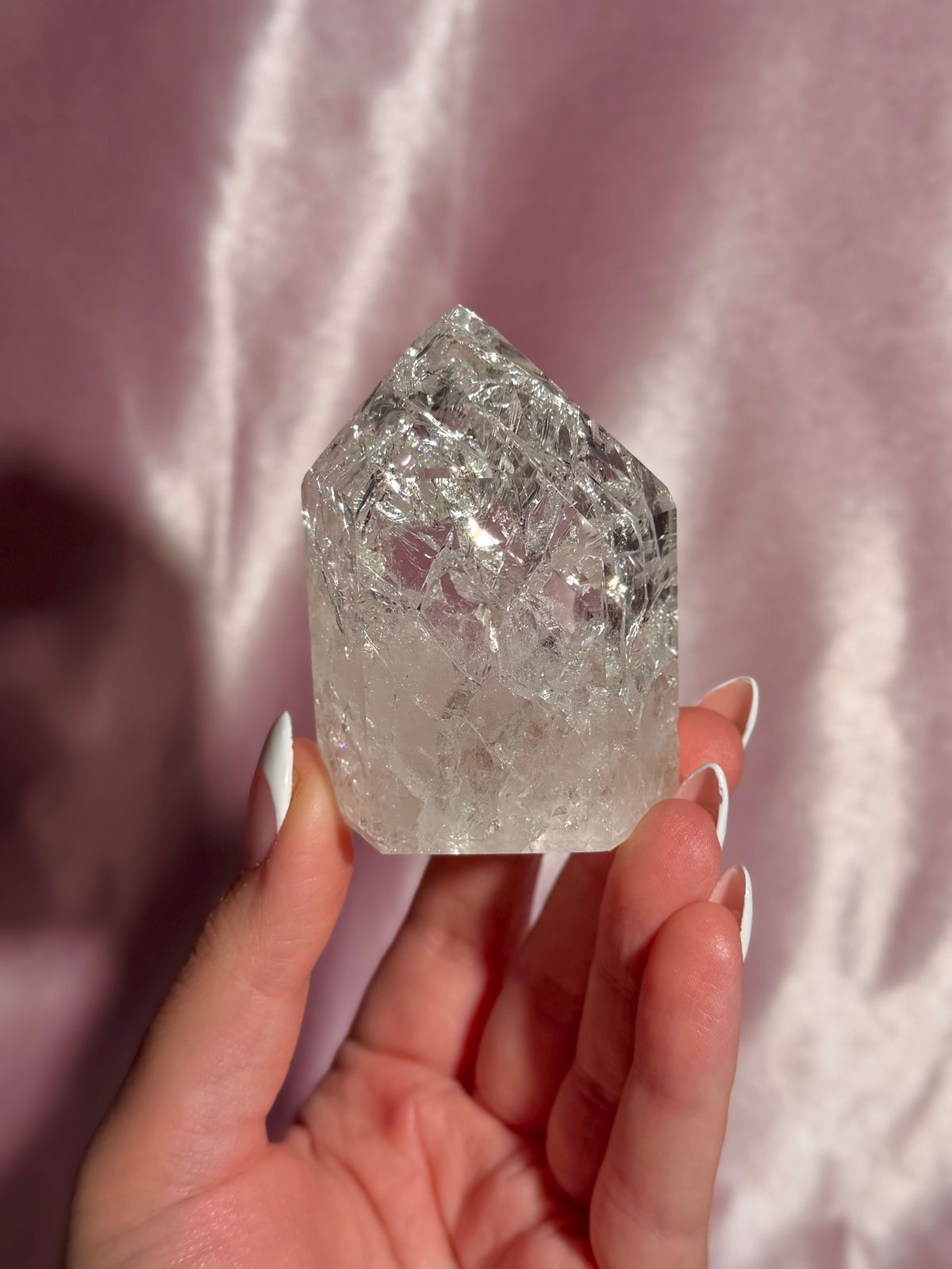 Brazilian Clear Crackle Quartz Tower