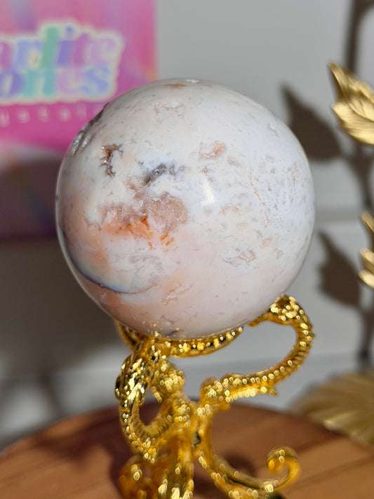 Pink carnelian sphere from Indonesia