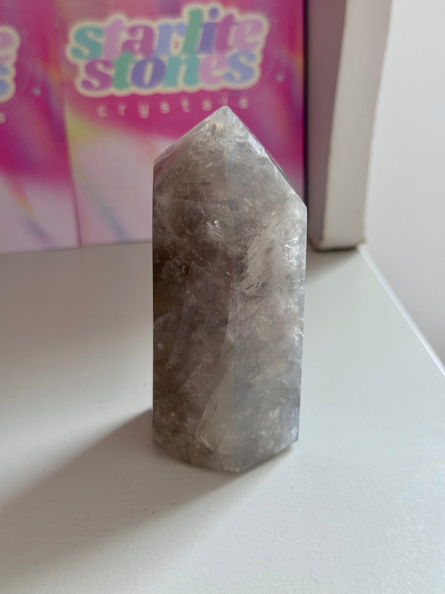 Blue rose quartz tower
