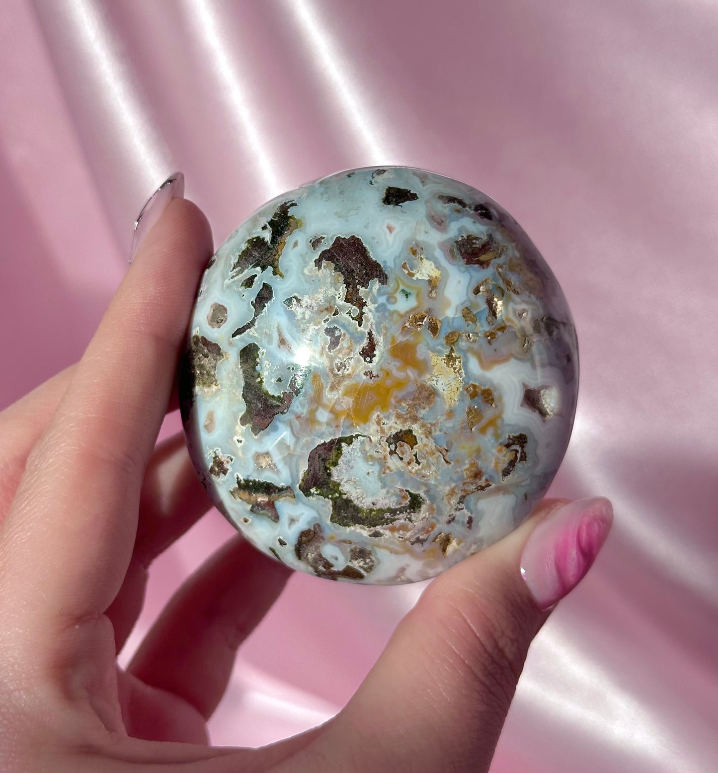 Cosmic sea jasper palmstone - large