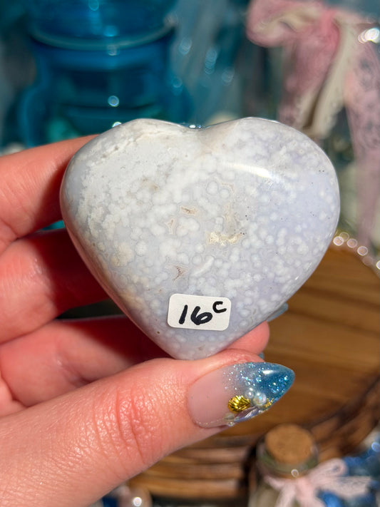 Pastel periwinkle orby sea jasper heart 16C