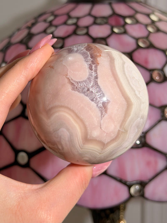 Quartzy Pink amethyst x flower agate sphere