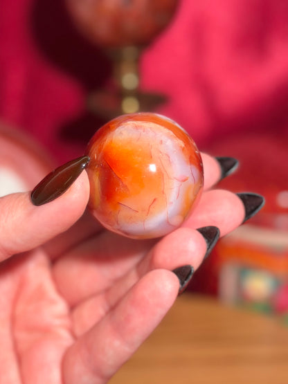 Funky pink n' peachy carnelian egg
