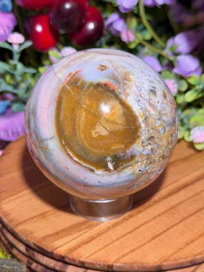 Fairy pink sea jasper sphere