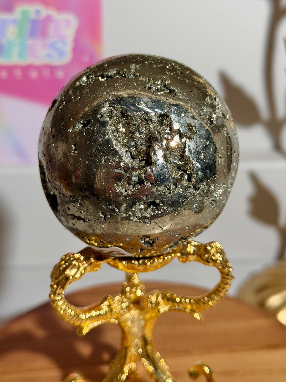 Golden pyrite sphere from Peru