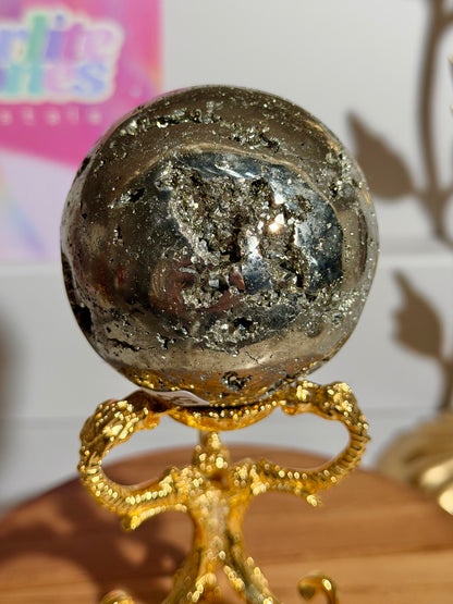 Golden pyrite sphere from Peru