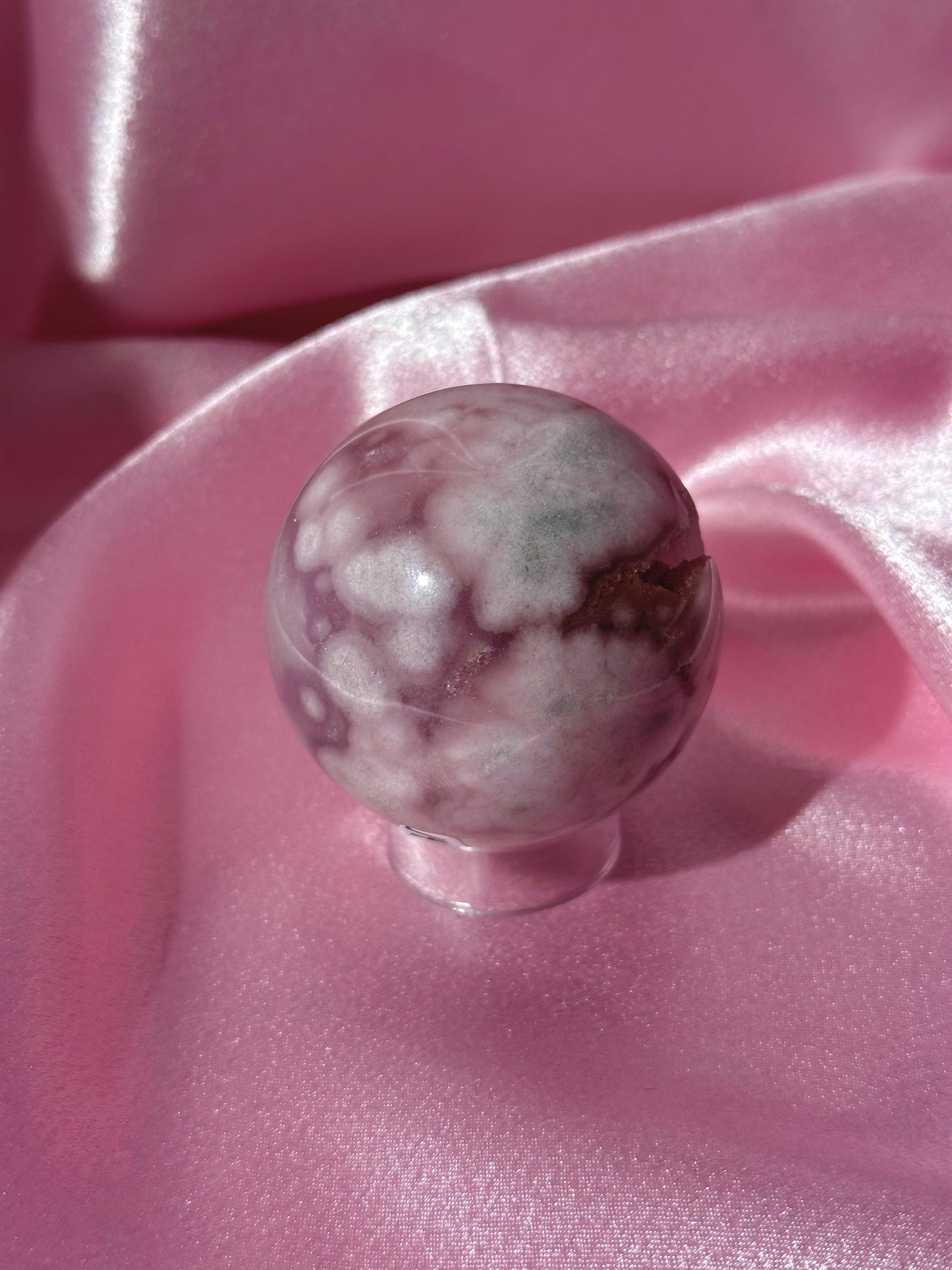 Brazilian pink amethyst x flower agate sphere